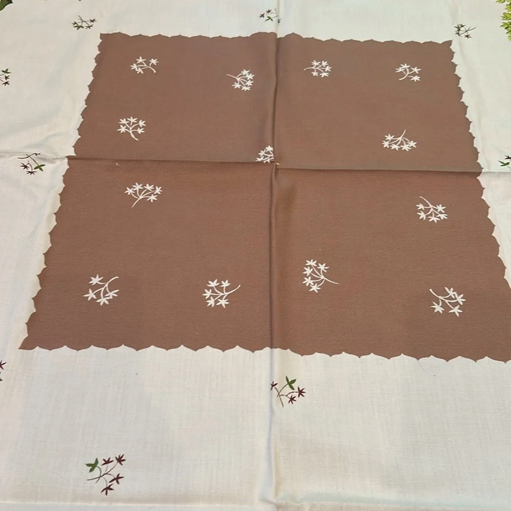 Vintage Table Cloth California Hand Prints Cotton